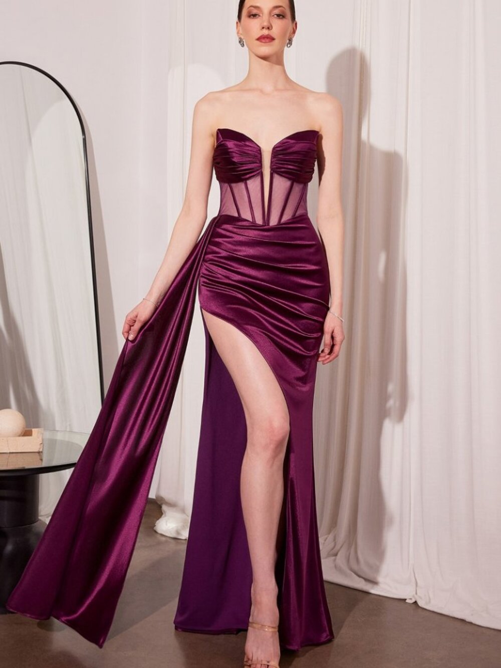 NEW EGGPLANT Evening Gown Floor Length Formal Elegant Stunning T811